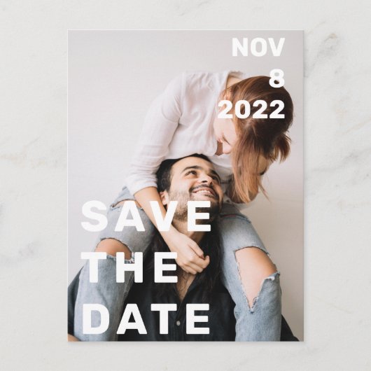 ダブル写真モダンが大きはっきりしたく、日付を保存する ポストカード (正面)