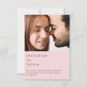 ダブル写真モダンシンはっきりした文字保存日 招待状 (裏面)