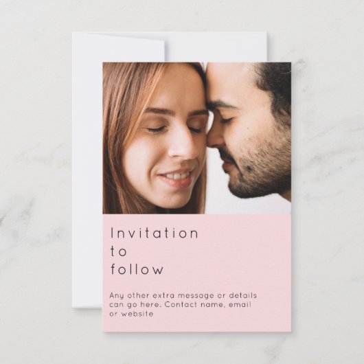 ダブル写真モダンシンはっきりした文字保存日 招待状 (裏面)