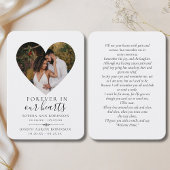 ダブル写真追悼式ハート祈りの言葉カード 名刺