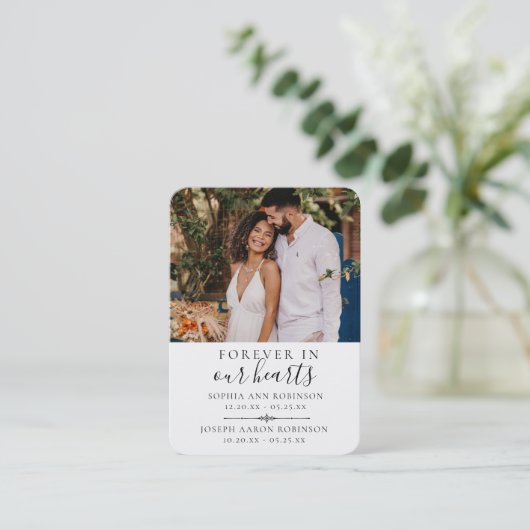 ダブル写真追悼式祈りの言葉カード 名刺 (スタンド正面)