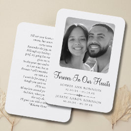 ダブル写真追悼式祈りの言葉カード 名刺