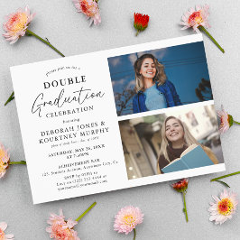 ダブル卒業お祝い大学院写真 招待状