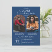 ダブル卒業アーチ写真 卒業式 招待状 (スタンド正面)