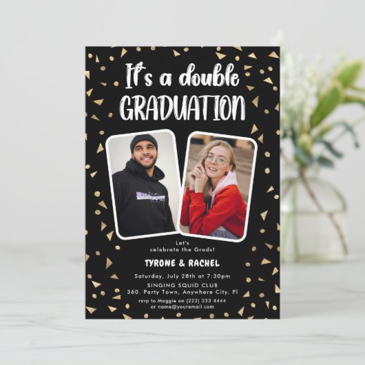 ダブル卒業パーティーの2枚写真だ 招待状 (スタンド正面)
