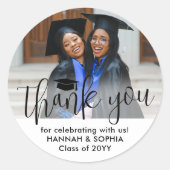 ダブル卒業パーティー合同フォトサンキュー ラウンドシール (正面)
