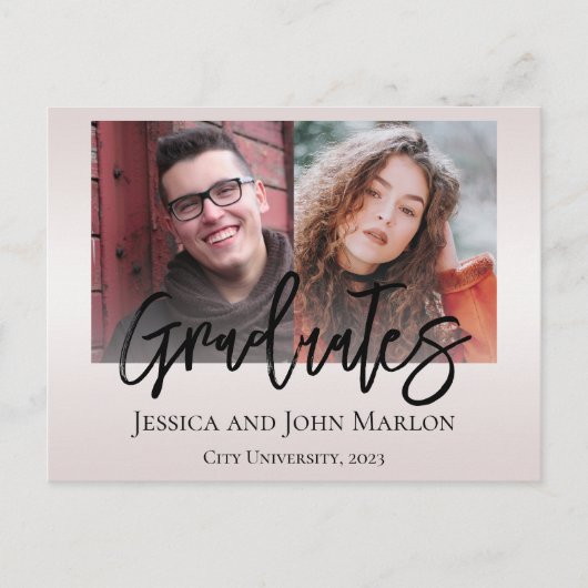 ダブル卒業パーティー招待状 ポストカード (正面)