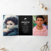 ダブル卒業写真パーティの招待状 三つ折り招待状 (内部)