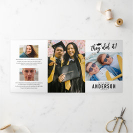 ダブル卒業写真パーティの招待状 三つ折り招待状