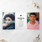 ダブル卒業写真パーティの招待状 三つ折り招待状 (内部)