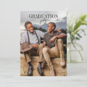 ダブル卒業生の写真共同パーティの招待状 招待状 (スタンド正面)