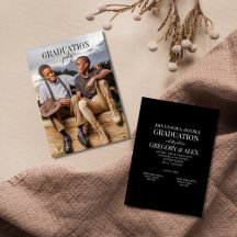 ダブル卒業生の写真 合同パーティー  招待状