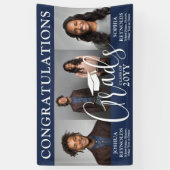 ダブル卒業3 Photo Navy & Whiteジョイントパーティー 横断幕 (縦)