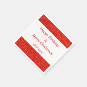 ダブル大事な行事誕生日とクリスマスナプキン スタンダードカクテルナプキン (角)