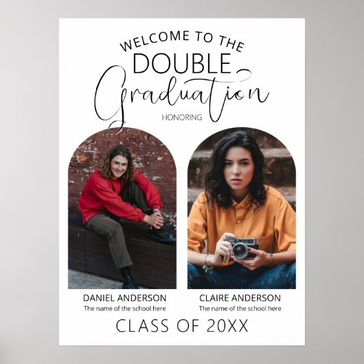 ダブル大学院アーチ写真卒業へようこそ ポスター (正面)