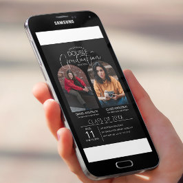 ダブル大学院アーチ写真卒業招待状 招待状