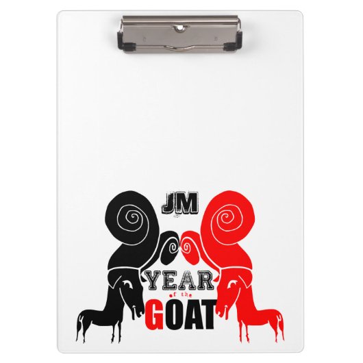 ダブル奇数ヤギ中国のイヤー〔占星術の〕十二宮図モノグラムクリップB クリップボード (正面)