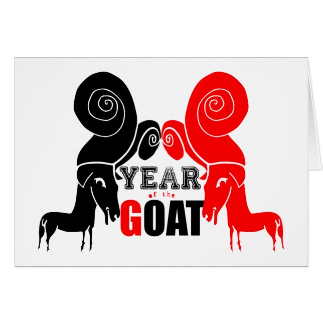 ダブル奇数ヤギ中国のイヤー〔占星術の〕十二宮図誕生日カード (正面横)