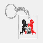 ダブル奇数中国のヤギ年〔占星術の〕十二宮図モノグラムキーC1 キーホルダー (正面左)