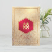 ダブル幸せフェイクバラ金ゴールド、DIY背景 招待状 (スタンド正面)