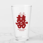 ダブル幸せ赤中国の黄結婚平 タンブラーグラス (裏面)