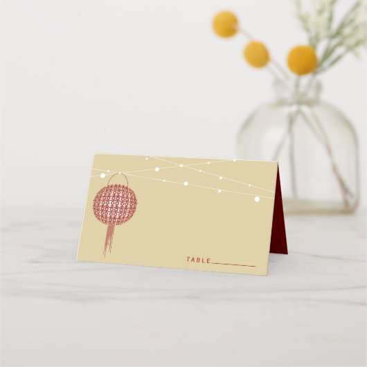 ダブル白熱［赤熱］光を放つハピネス中国のラ結婚ンタン プレイスカード (正面)