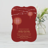 ダブル白熱［赤熱］光を放つハピネス中国のラ結婚ンタン 招待状 (スタンド正面)