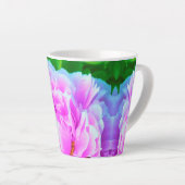 ダブル素晴らしピンク牡丹フラワー詳細 カフェラテマグ (右アングル)