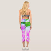 ダブル素晴らしピンク牡丹フラワー詳細 カプリレギンス (裏面)