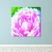 ダブル素晴らしピンク牡丹フラワー詳細 キャンバスプリント (インサイチュ (ウッドフロア))