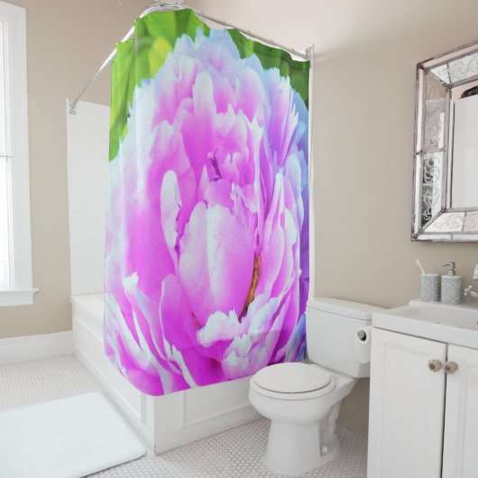 ダブル素晴らしピンク牡丹フラワー詳細 シャワーカーテン (インサイチュ)