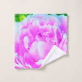 ダブル素晴らしピンク牡丹フラワー詳細 バスタオルセット (ウォッシュタオル)