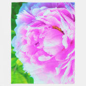 ダブル素晴らしピンク牡丹フラワー詳細 フリースブランケット (正面)