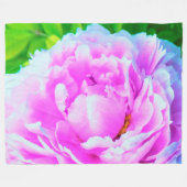 ダブル素晴らしピンク牡丹フラワー詳細 フリースブランケット (正面(横))