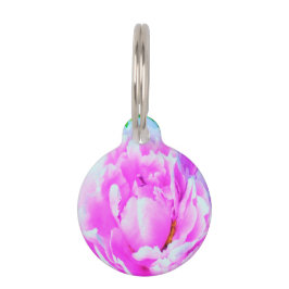 ダブル素晴らしピンク牡丹フラワー詳細 ペット　ネームタグ