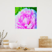 ダブル素晴らしピンク牡丹フラワー詳細 ポスター (キッチン)