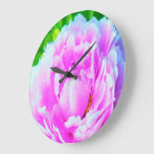 ダブル素晴らしピンク牡丹フラワー詳細 ラージ壁時計 (傾斜)
