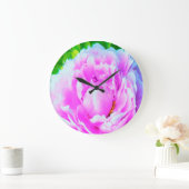 ダブル素晴らしピンク牡丹フラワー詳細 ラージ壁時計 (ホーム)