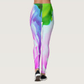 ダブル素晴らしピンク牡丹フラワー詳細 レギンス (裏面)