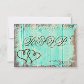 ダブル素朴ハートアクアウッドウェディングRSVPカード 出欠カード (裏面)