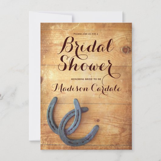 ダブル素朴ホースシューズブライダルシャワー招待状 招待状 (正面)