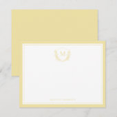 ダブル縁どイエローフローラクレストクラシックモノグラム ノートカード (正面/裏面)