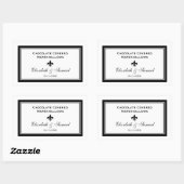 ダブル縁ど(紋章の)フラ・ダ・リ結婚式レセプションキャンディ 長方形シール (シート)