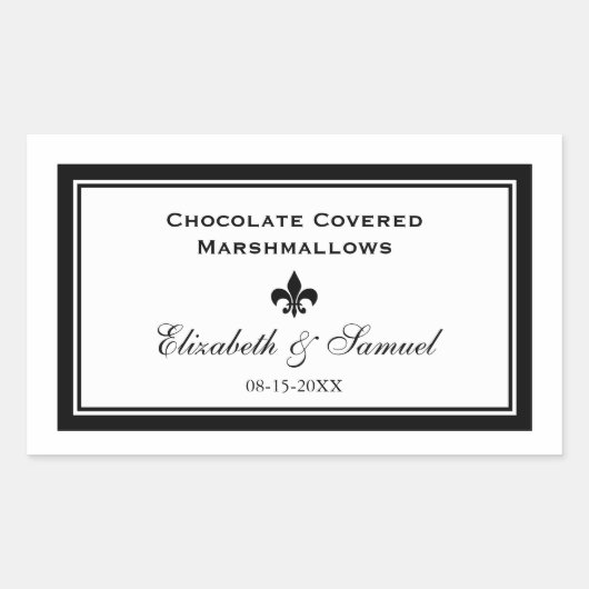 ダブル縁ど(紋章の)フラ・ダ・リ結婚式レセプションキャンディ 長方形シール (正面)