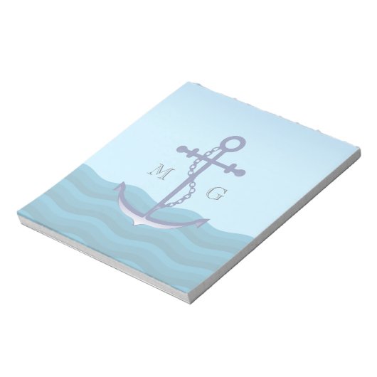 ダブル航海のモノグラム付き出荷いかり ノートパッド (回転)