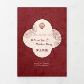 ダブル西中国のバイリンガル3倍の結婚式の招待 三つ折り招待状 (カバー)