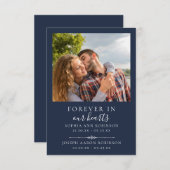 ダブル記念写真葬式ブルー祈りの言葉カード (正面/裏面)