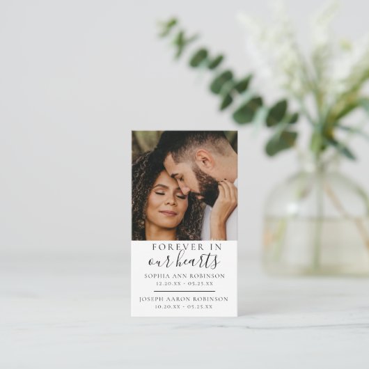 ダブル記念写真葬式祈りの言葉カード 名刺 (スタンド正面)