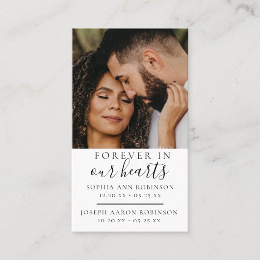 ダブル記念写真葬式祈りの言葉カード 名刺 (正面)