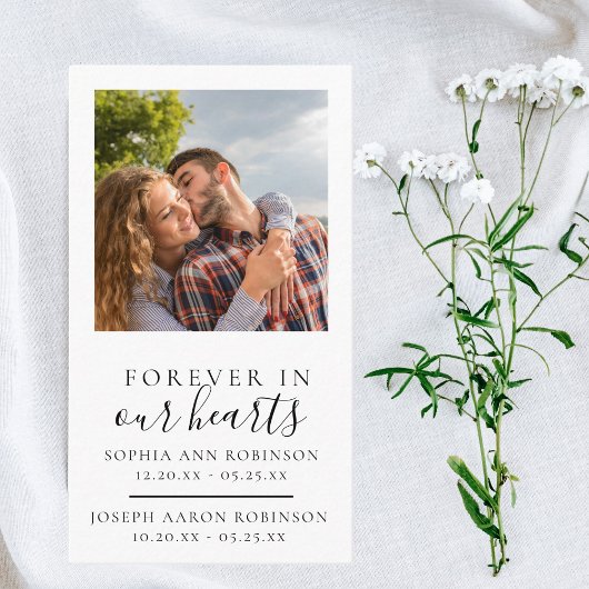 ダブル記念写真葬式祈りの言葉カード 名刺